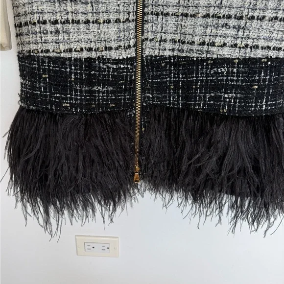 Milly Feather Trimmed Coat size 6 - Picture 3 of 7